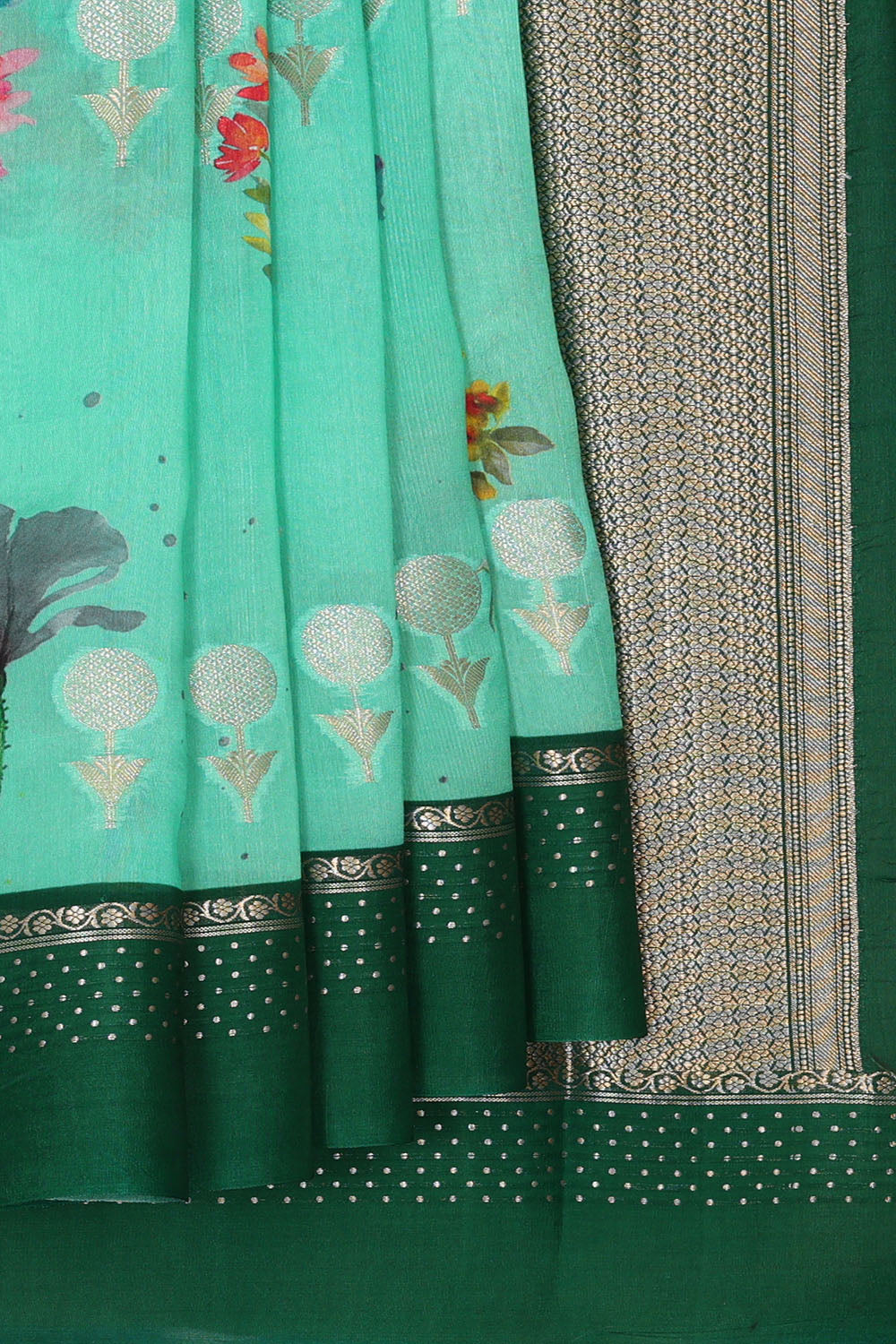 Image of Sea-Green Silk Cotton Saree