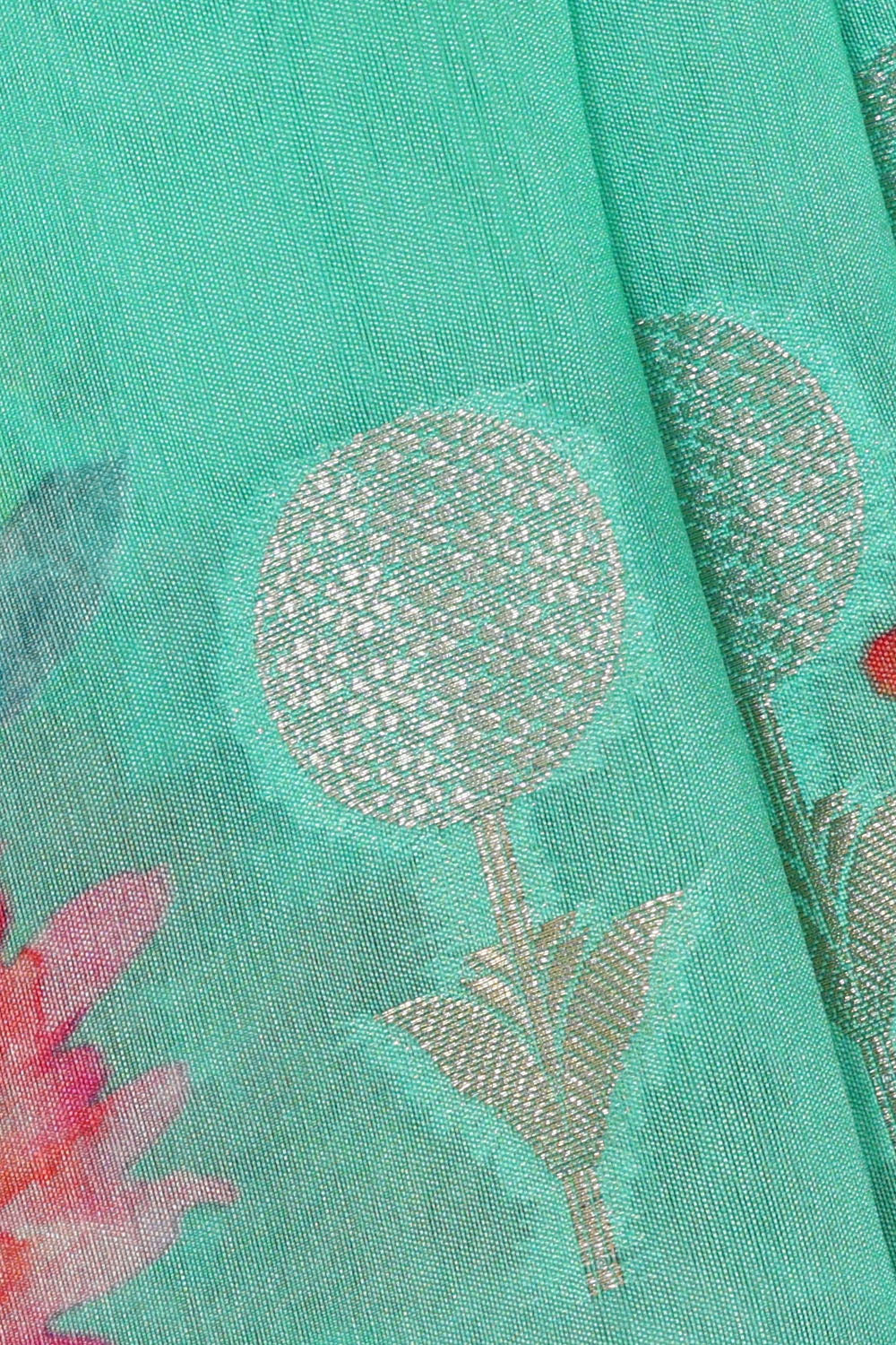 Image of Sea-Green Silk Cotton Saree