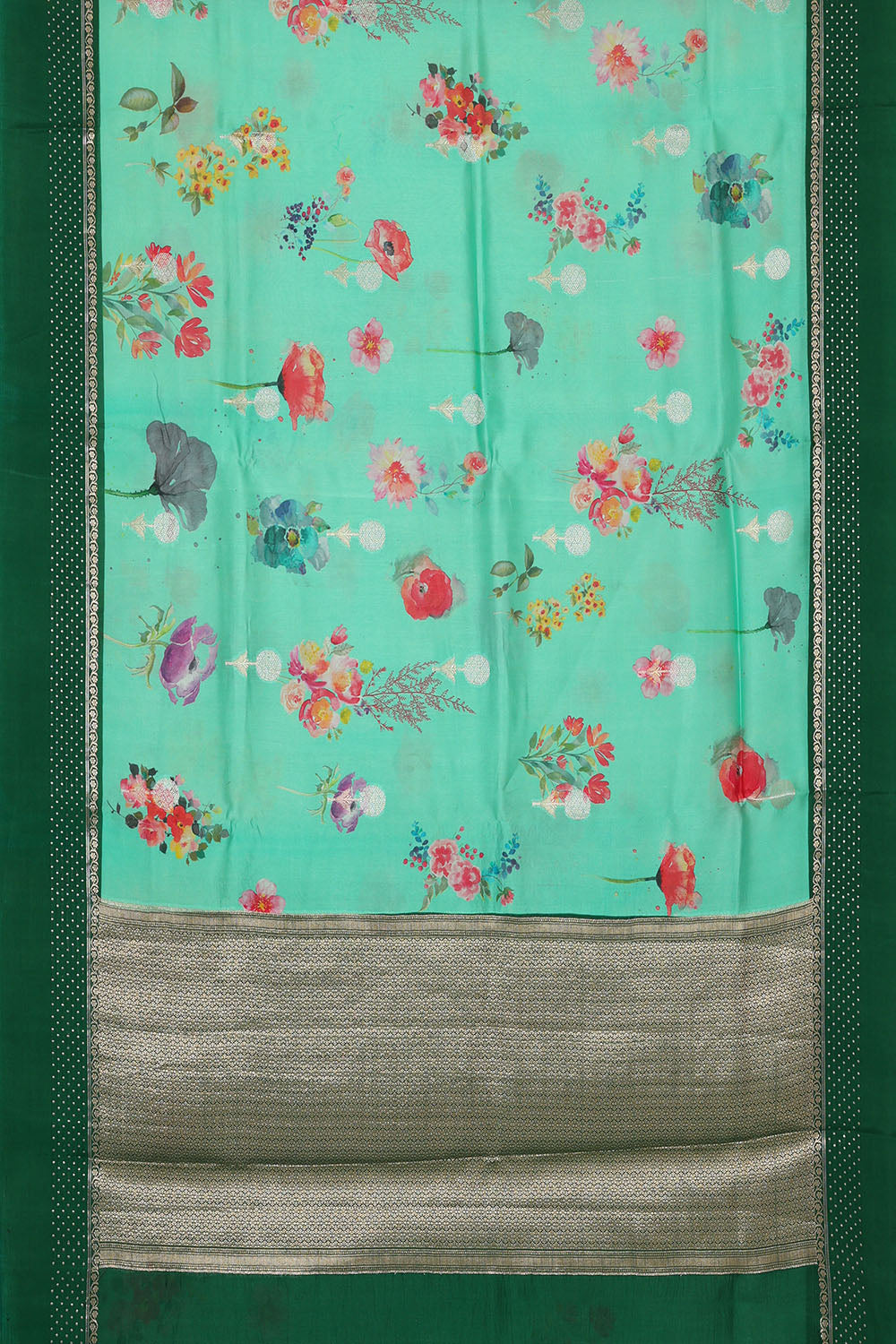 Image of Sea-Green Silk Cotton Saree