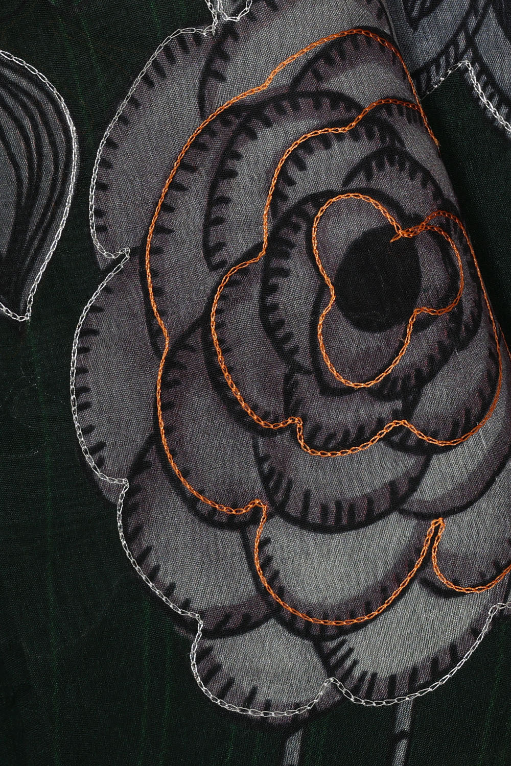 Image of Bottle-Green Silk Cotton Embroidery Saree