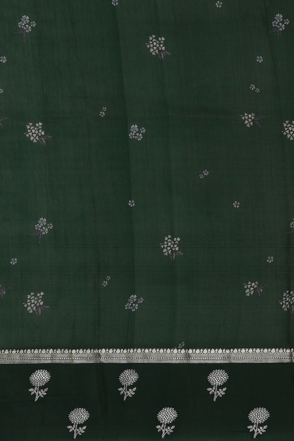 Image of Bottle-Green Silk Cotton Embroidery Saree