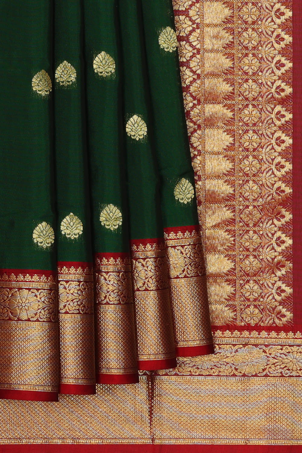 Image of Bottle Green South Silk Saree