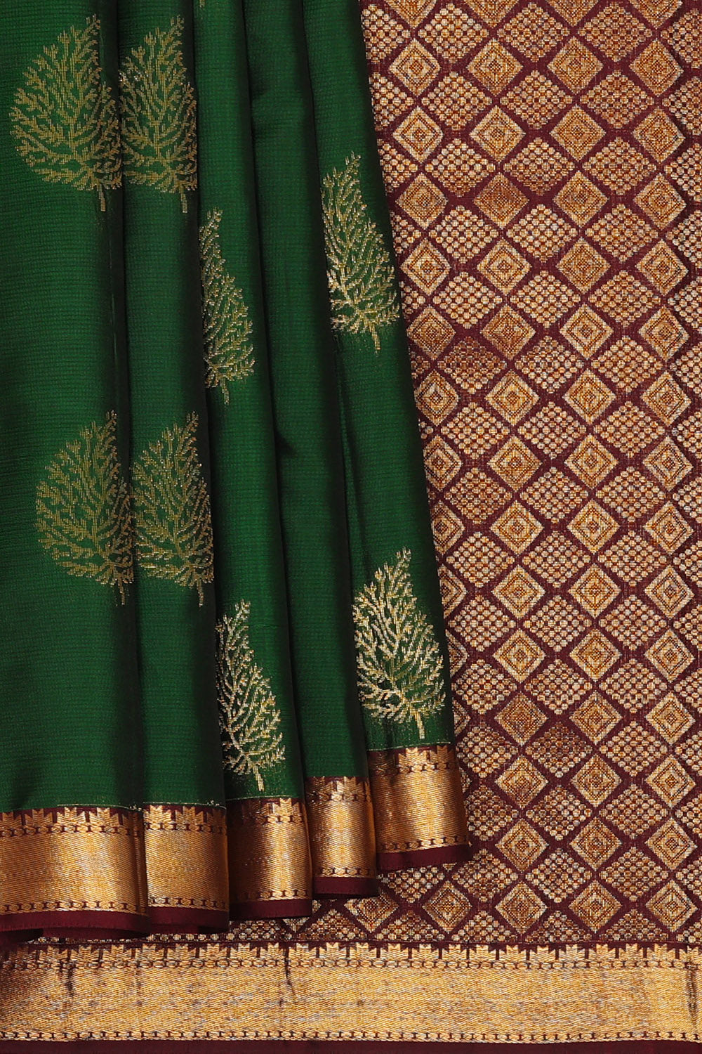 Image of Bottle-Green South Silk Saree