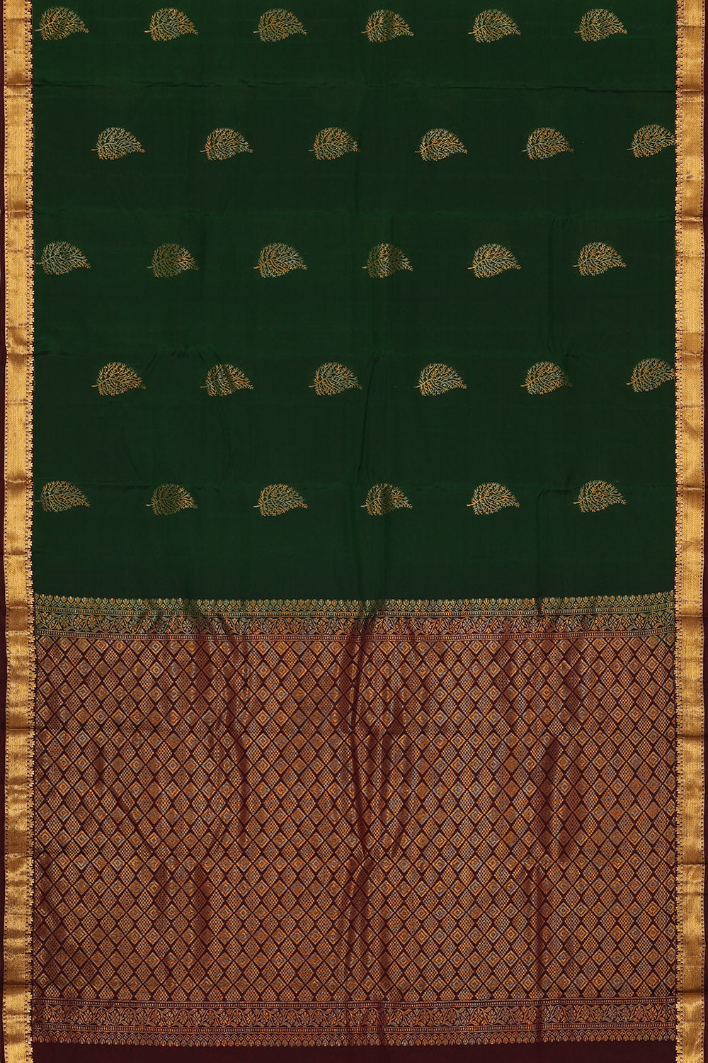 Image of Bottle-Green South Silk Saree