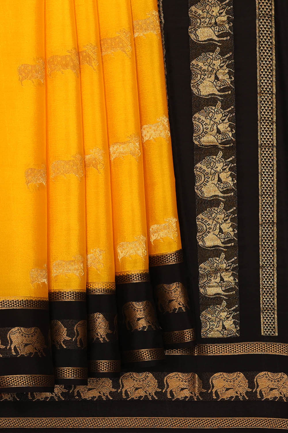 Image of Yellow Crepe Silk Saree