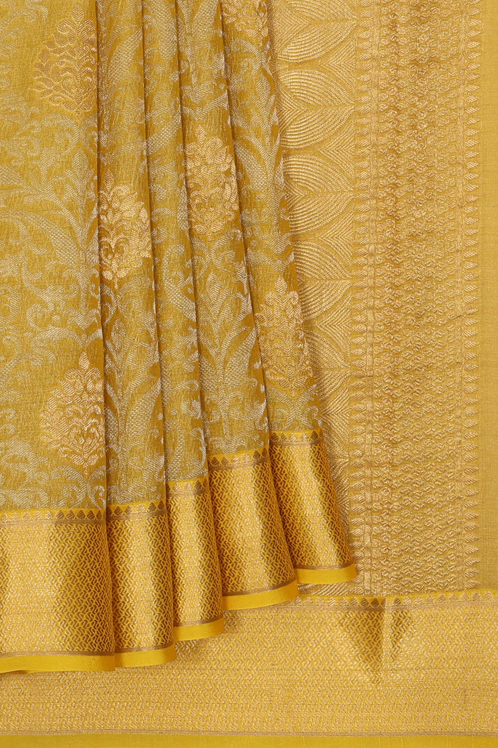 Image of Mustard Silk Saree