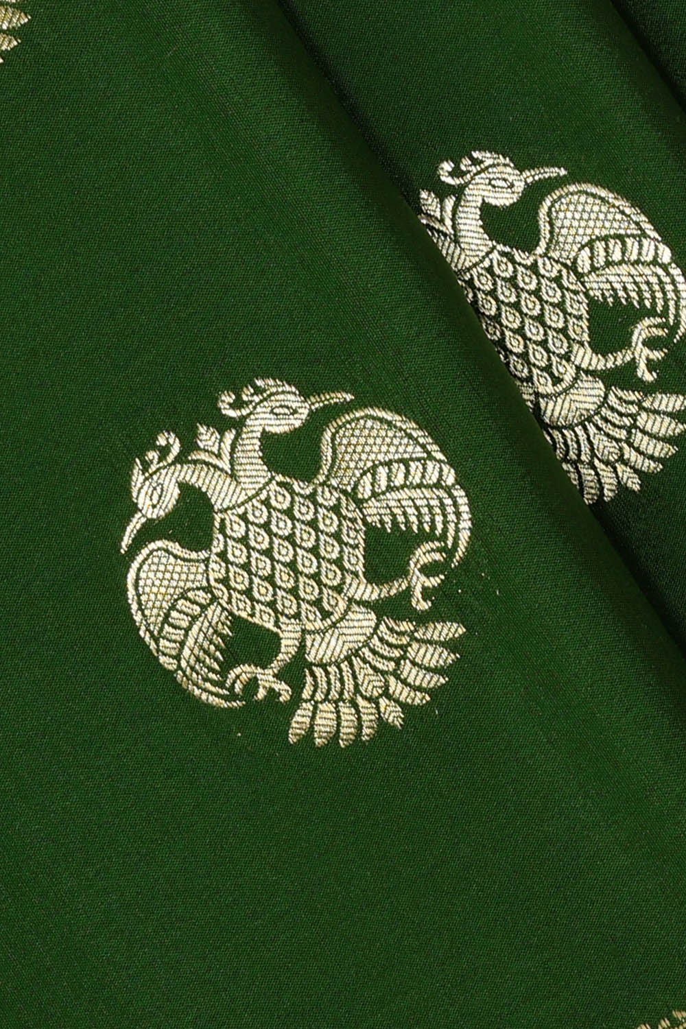 Image of Bottle-Green Crepe Silk Saree