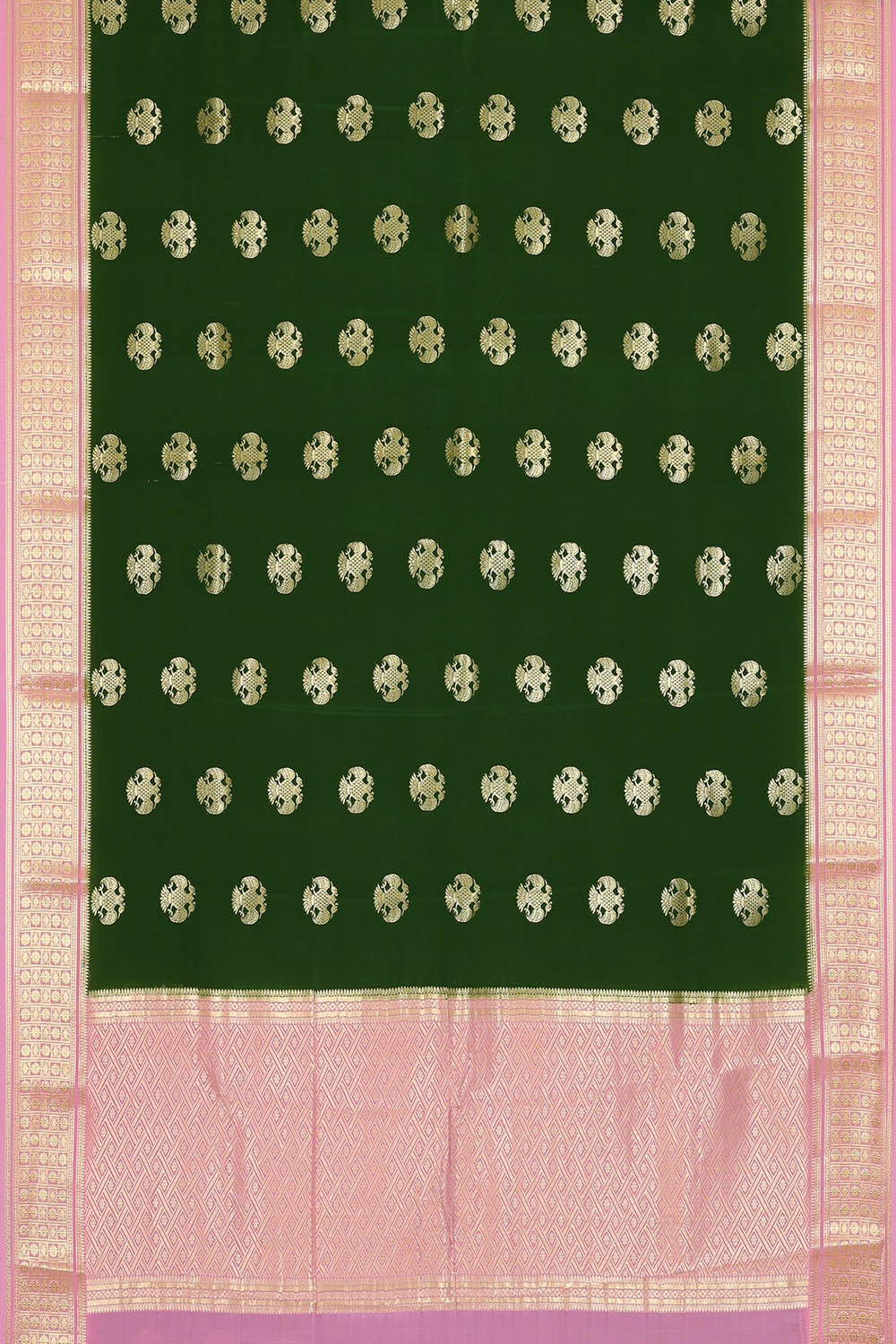 Image of Bottle-Green Crepe Silk Saree