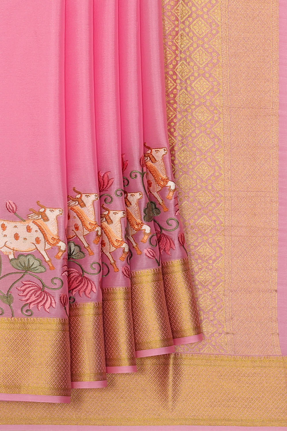 Image of Pink Crepe Silk Saree
