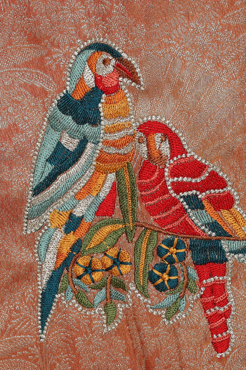 Image of Yellow Silk Embroidery Saree