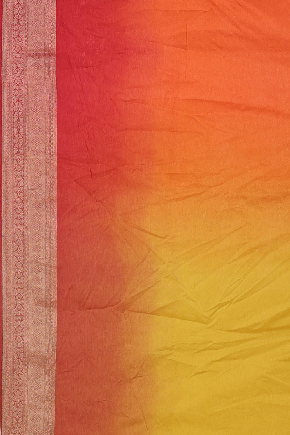 Image of Yellow Silk Embroidery Saree