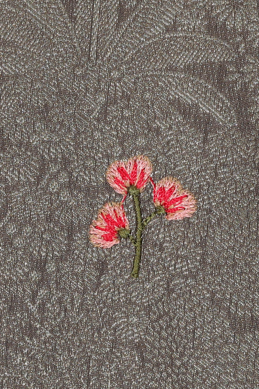 Image of Grey Silk Embroidery Saree