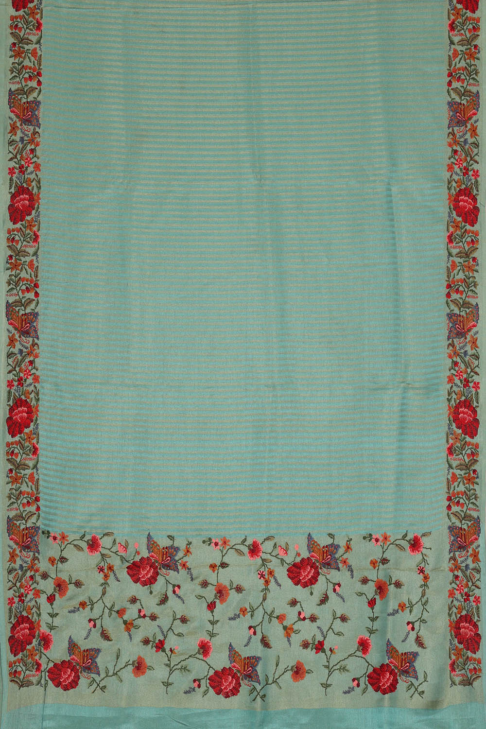 Image of Blue Silk Embroidery Saree
