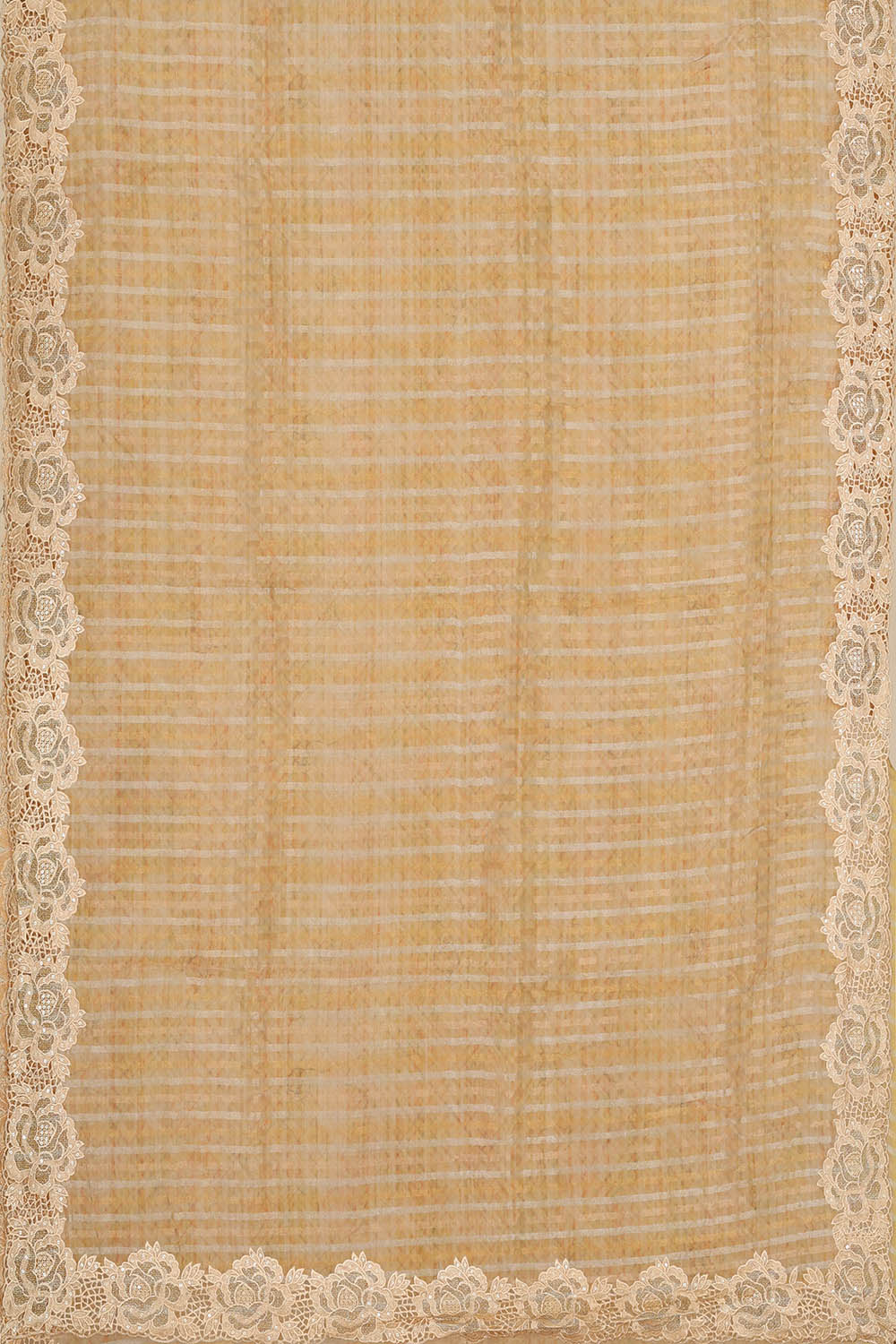 Image of Light Beige Tissue Embroidery Silk Saree