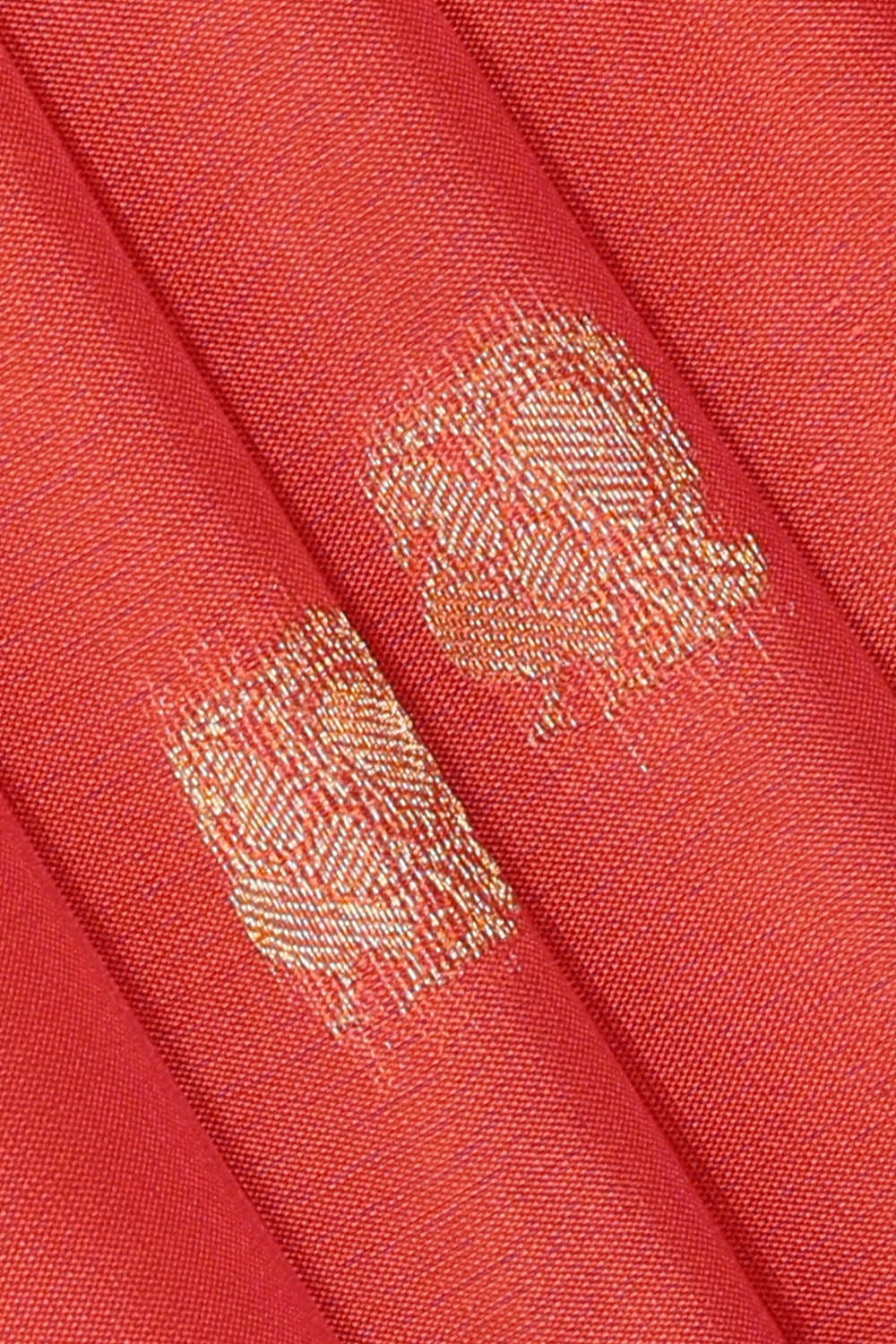 Image of Coral-Orange South Silk Saree