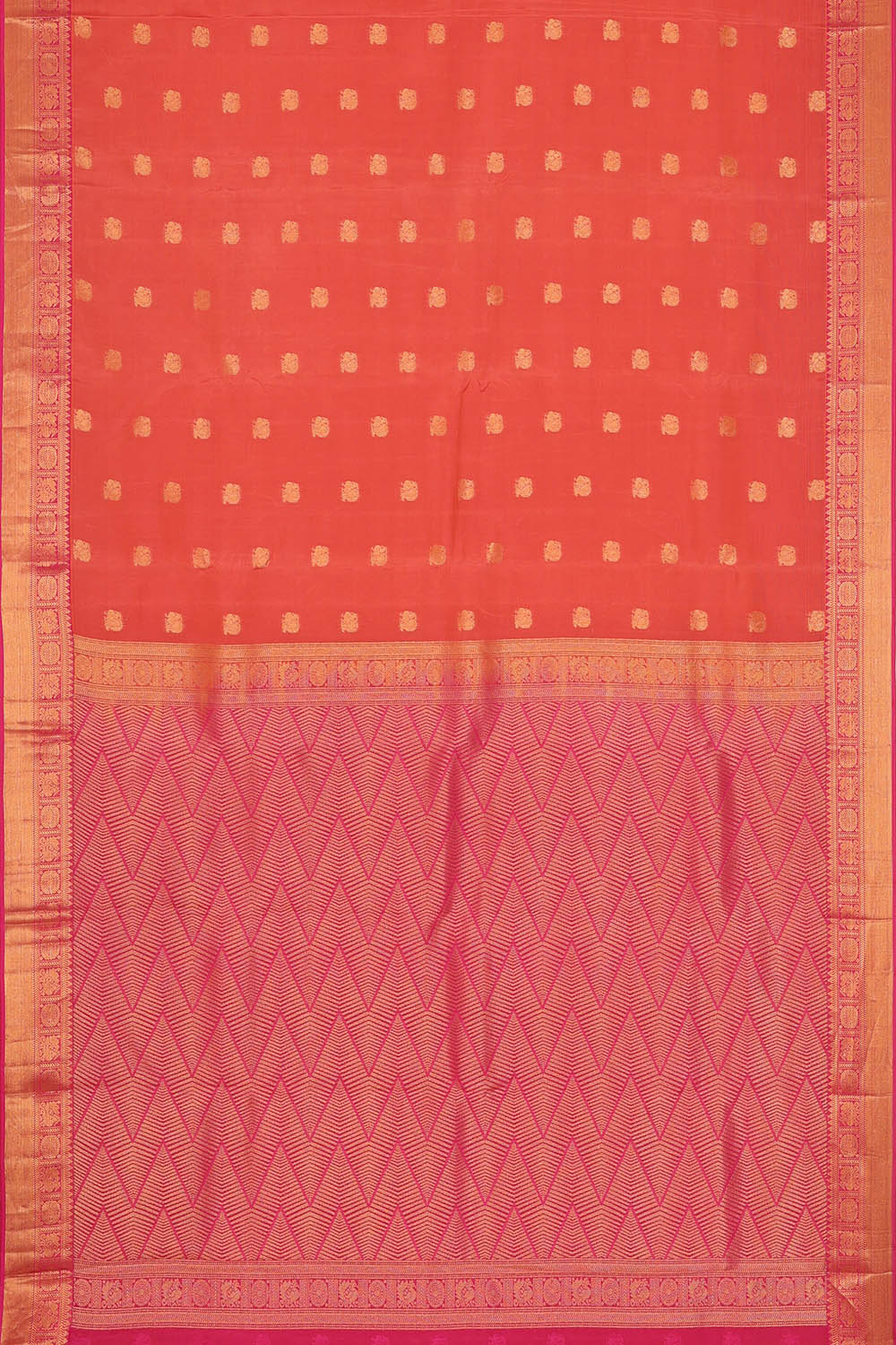 Image of Coral-Orange South Silk Saree