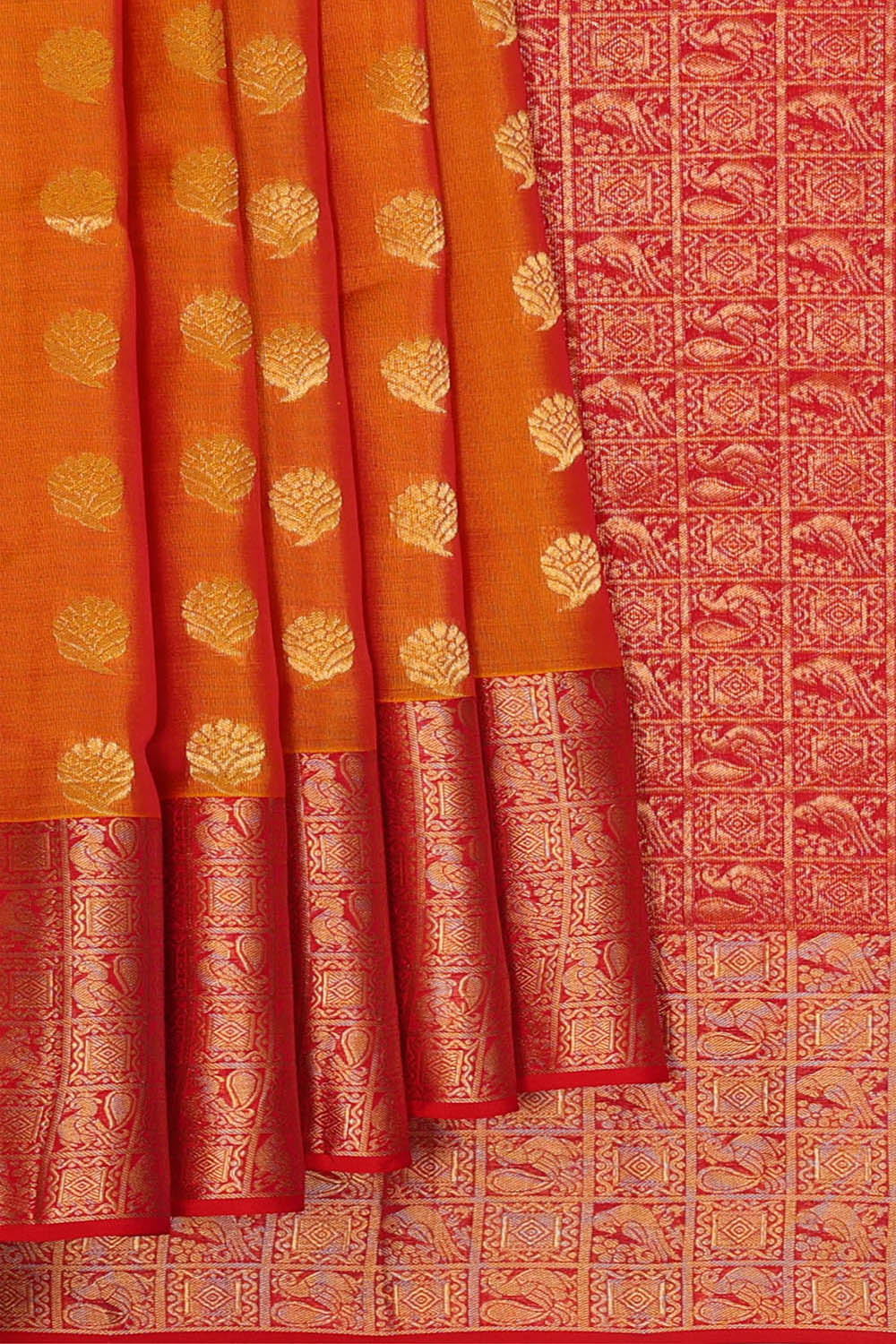 Image of Orange South Silk Saree