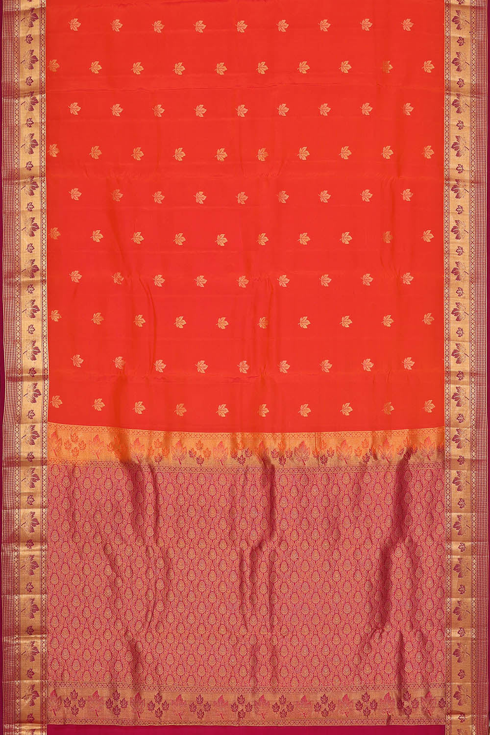 Image of Coral-Orange South Silk Saree