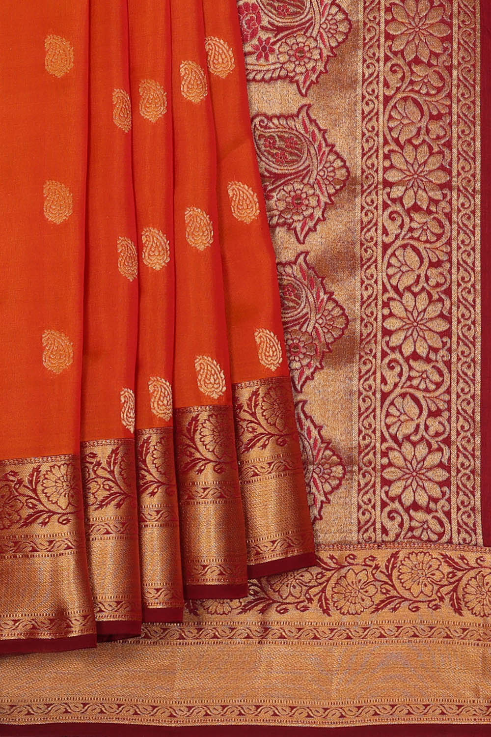 Image of Orange South Silk Saree