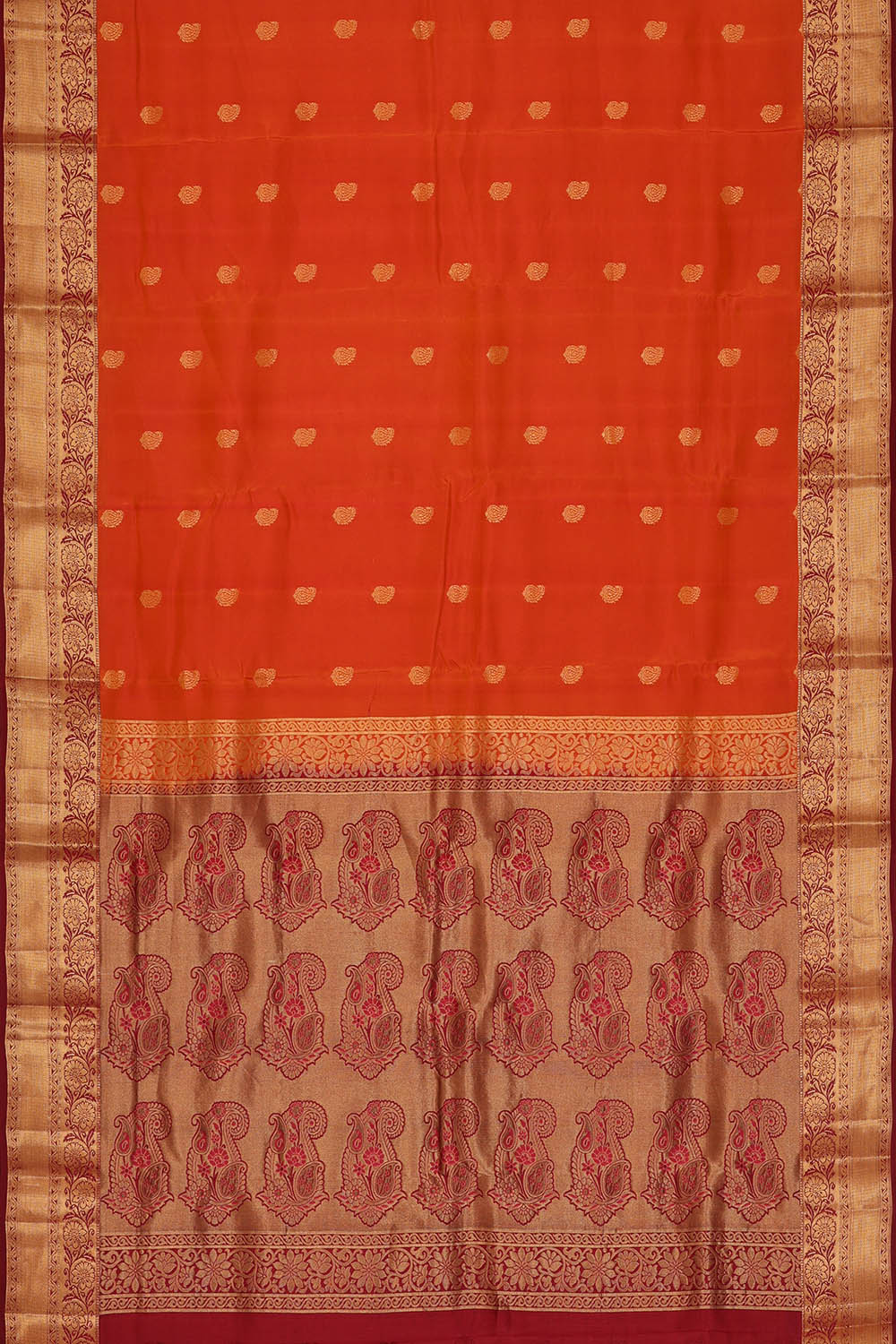 Image of Orange South Silk Saree