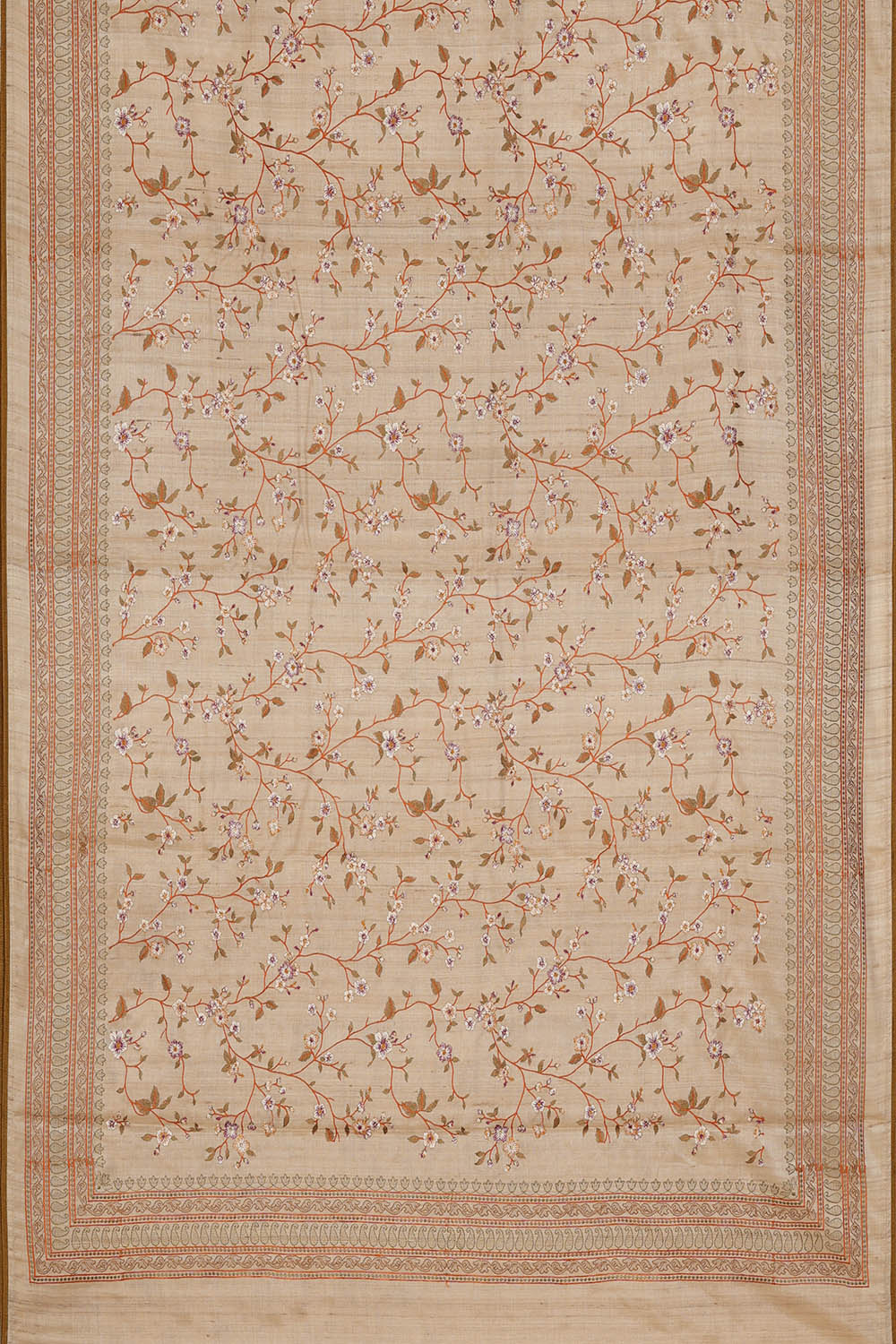 Image of Beige Tussar Silk Saree