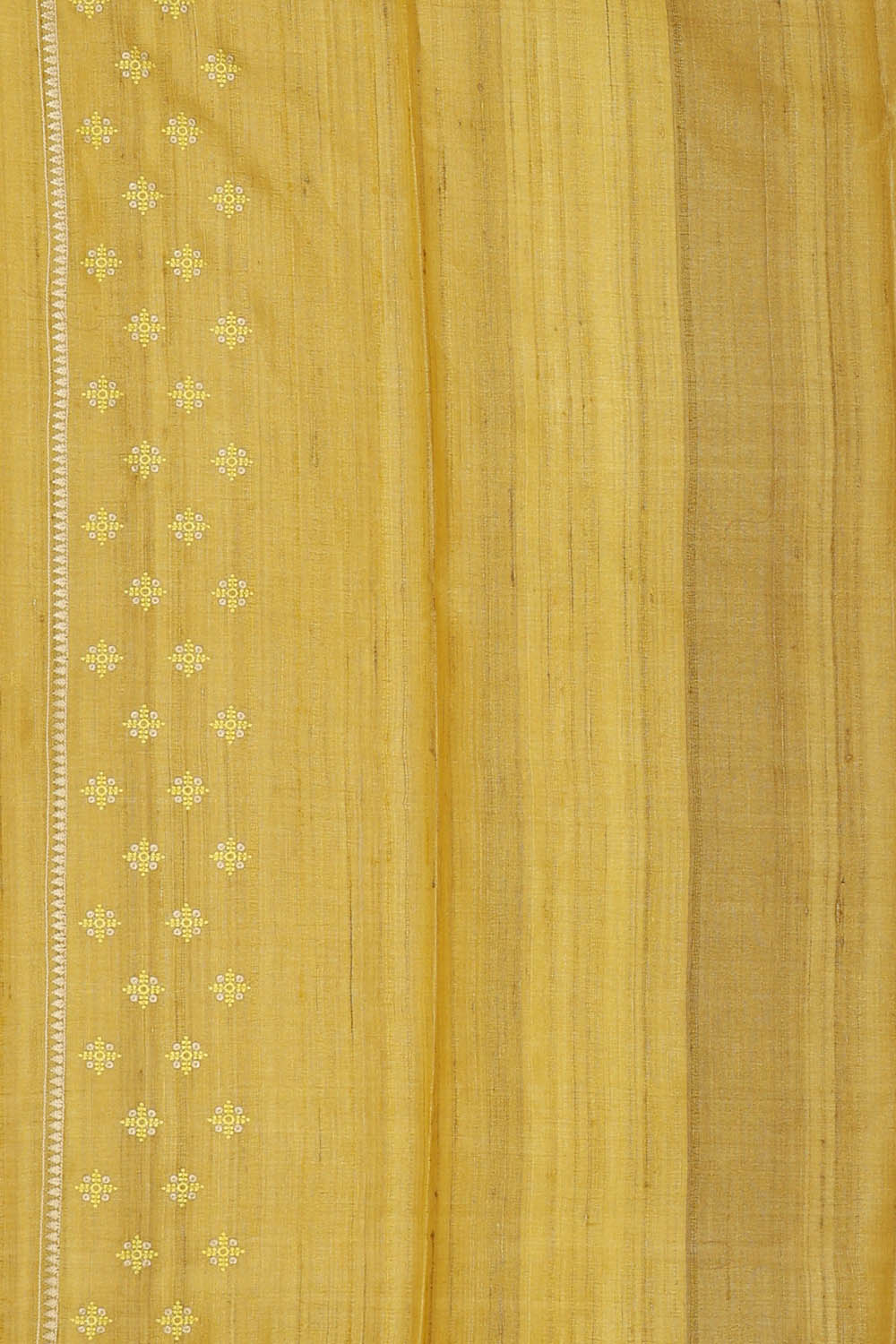 Image of Pale Yellow Tussar Embroidery Saree