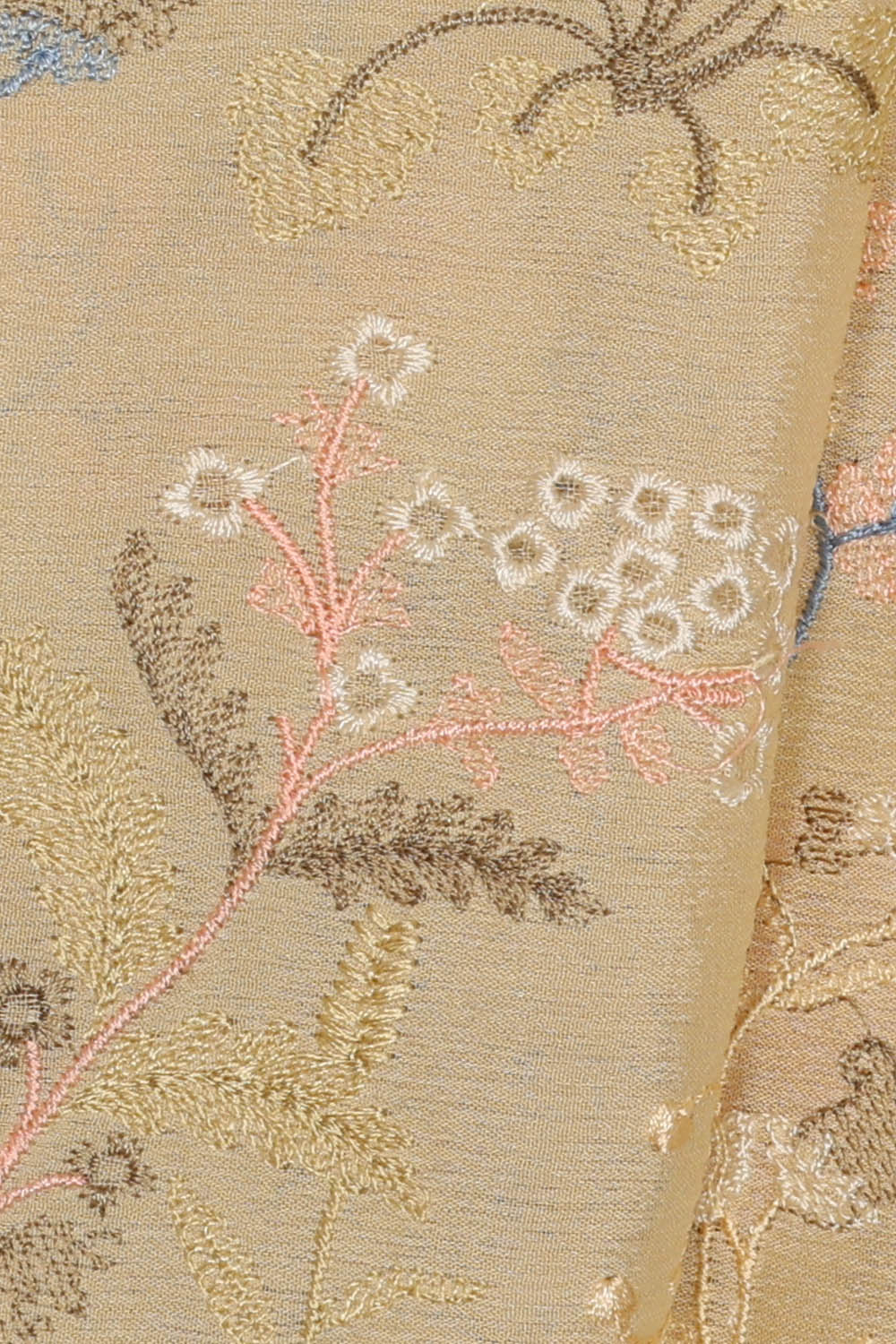 Image of Ivory Off-White Chiffon Embroidery Saree
