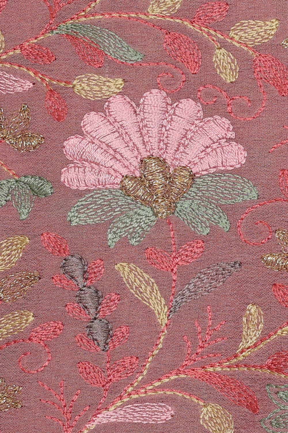 Image of Onion-Pink Chiffon Embroidery Saree