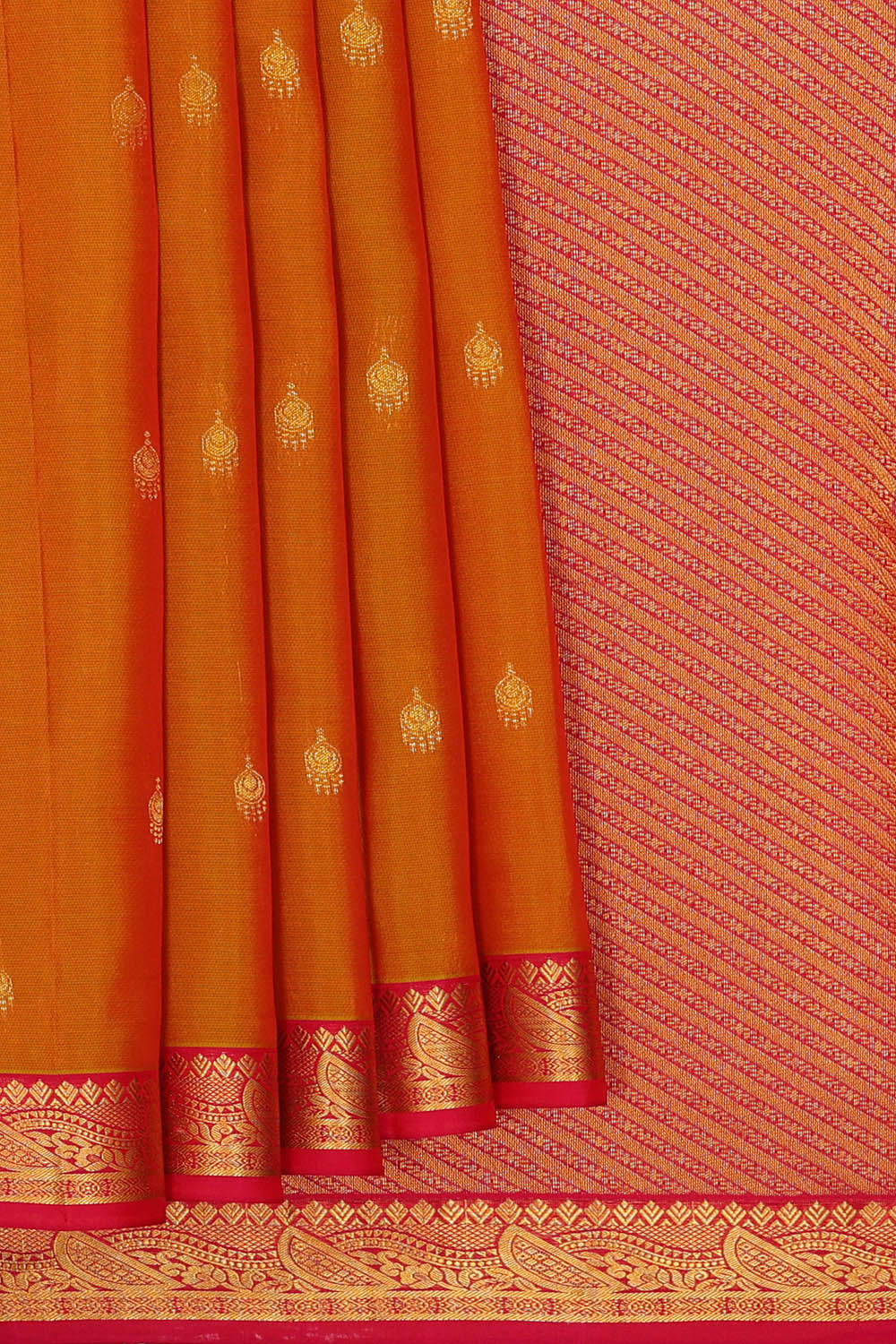 Image of Coral-Orange South Silk Saree
