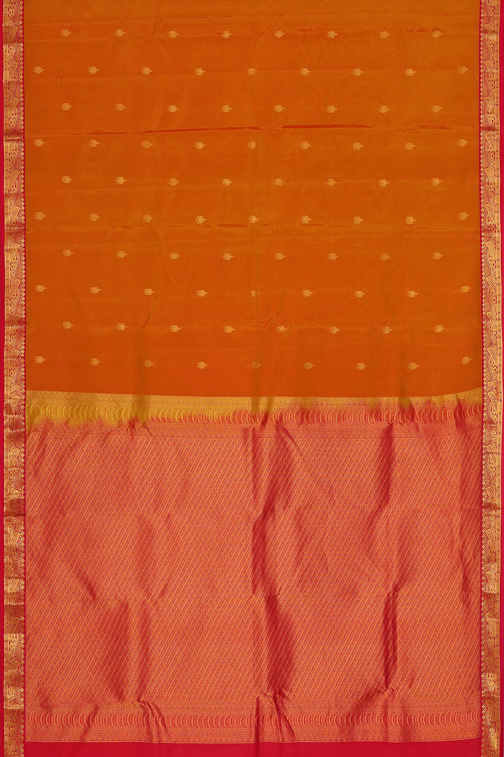Image of Coral-Orange South Silk Saree