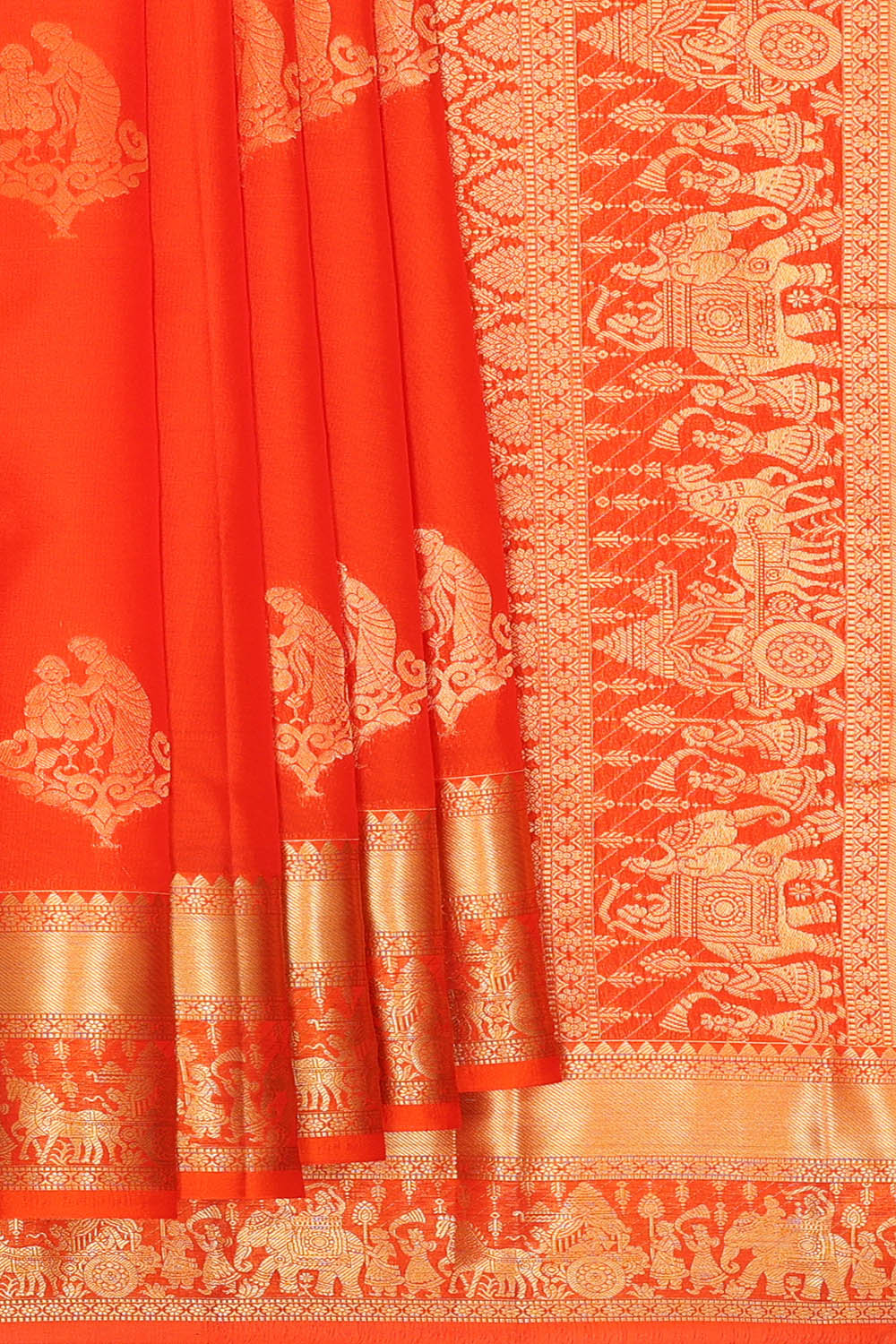 Image of Orange South Silk Saree