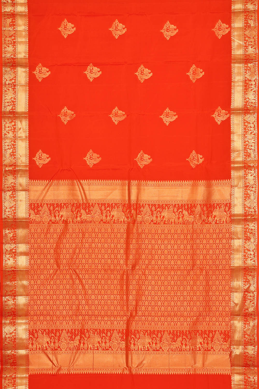 Image of Orange South Silk Saree