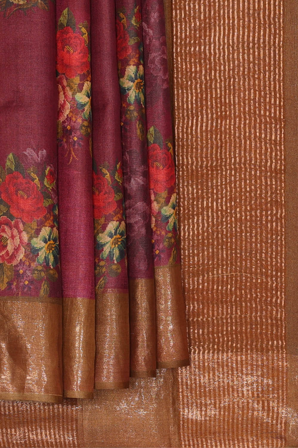 Image of Purple Desi Tussar Silk Saree