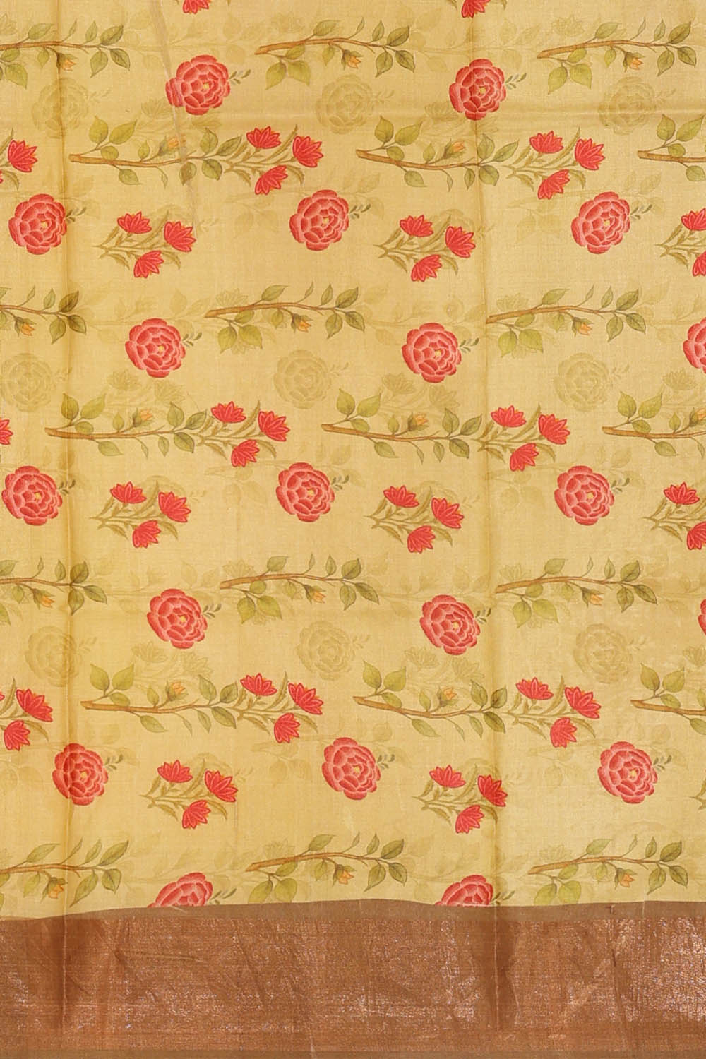 Image of Cream Desi Tussar Silk Saree