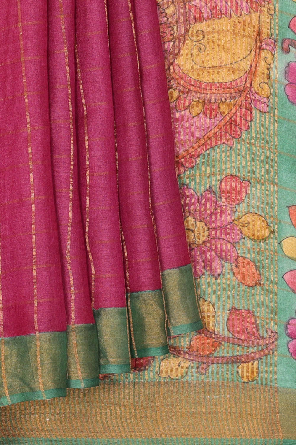 Image of Plum Pink Desi Tussar Silk Saree