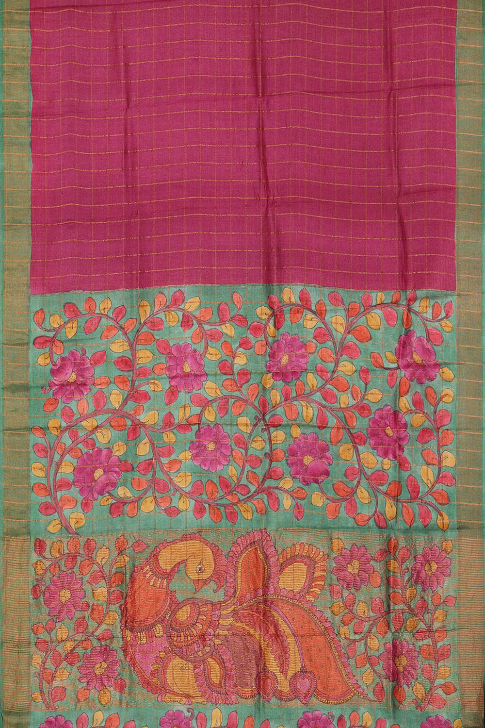 Image of Plum Pink Desi Tussar Silk Saree