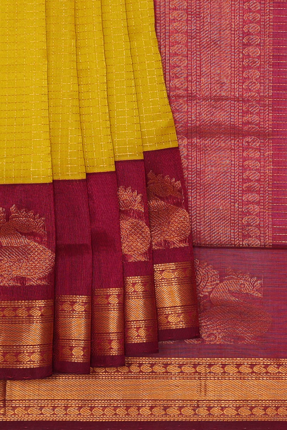 Image of Fenugreek Mustard Kattam Kuppadam Cotton Silk Saree