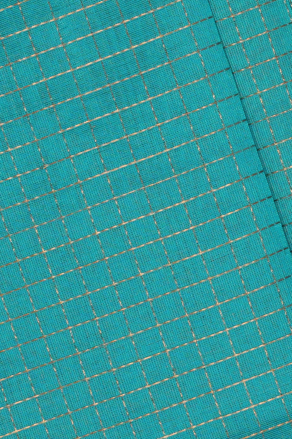 Image of Sky Blue Kattam Kuppadam Cotton Silk Saree