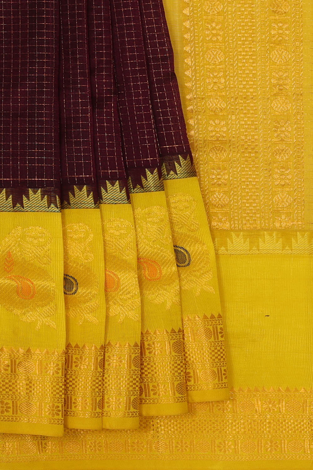 Image of Violet Kattam Kuppadam Silk Cotton Saree