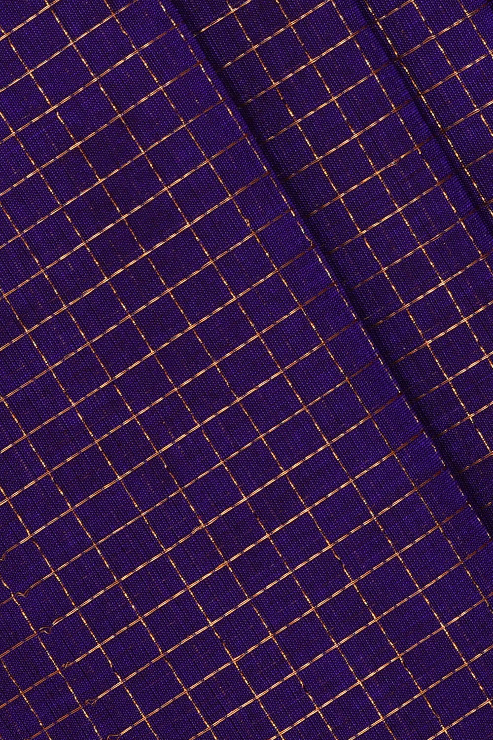 Image of Indigo Blue Kattam Kuppadam Silk Cotton Saree