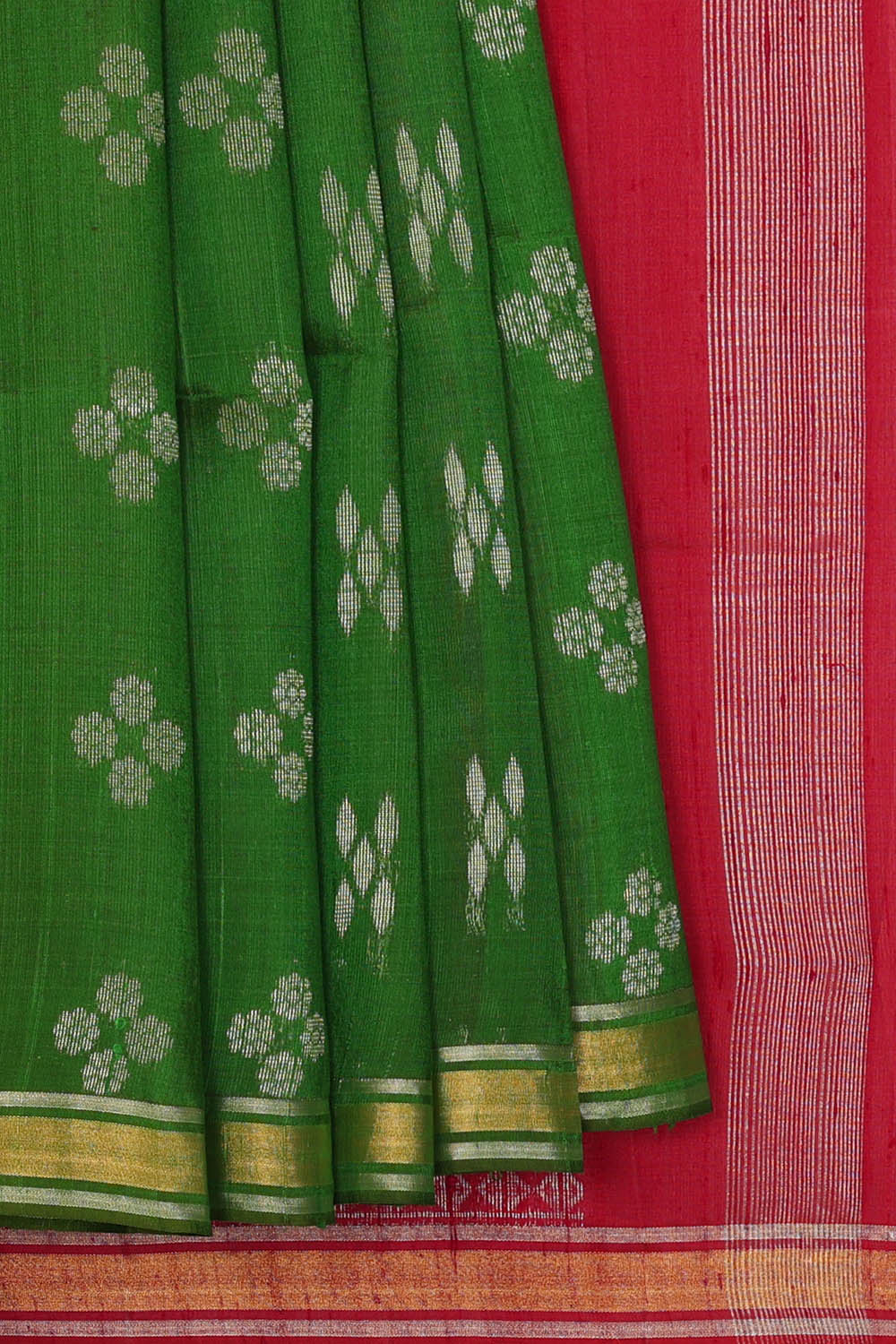 Image of Green Dupion Silk Saree