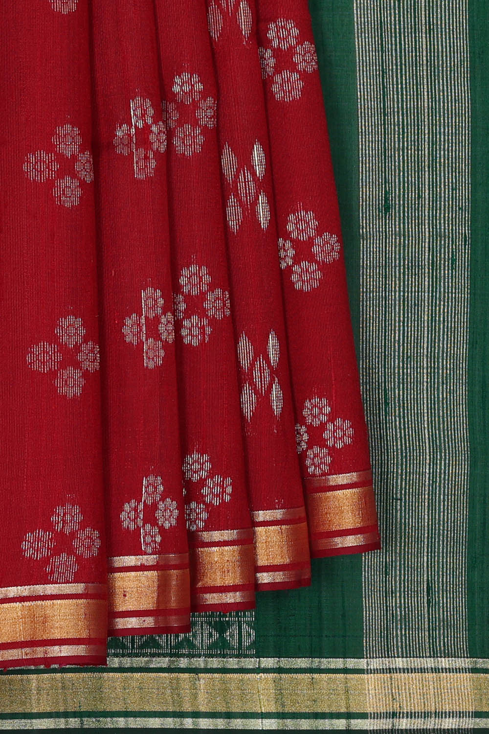 Image of Maroon Dupion Silk Saree