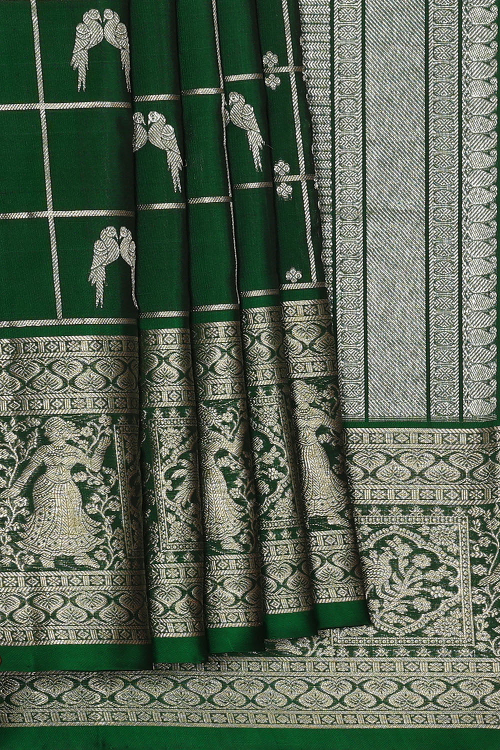 Image of Bottle-Green Venkatgiri Silk Saree