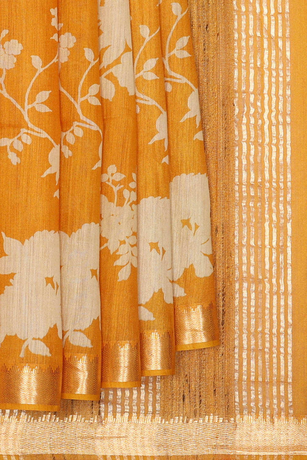 Image of Orange Desi Tussar Silk Saree