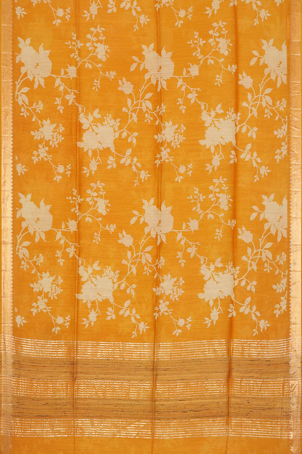 Image of Orange Desi Tussar Silk Saree