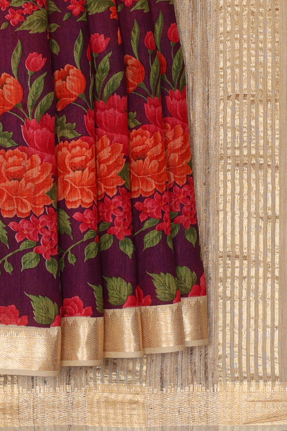 Image of Purple Desi Tussar Silk Saree