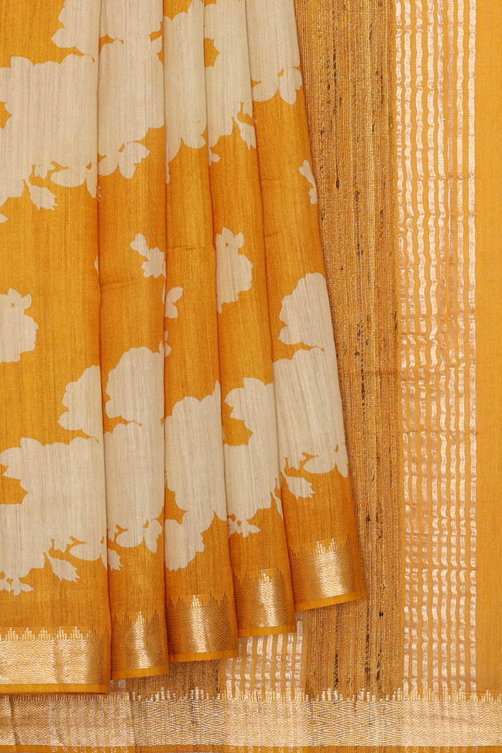 Image of Orange Desi Tussar Silk Saree