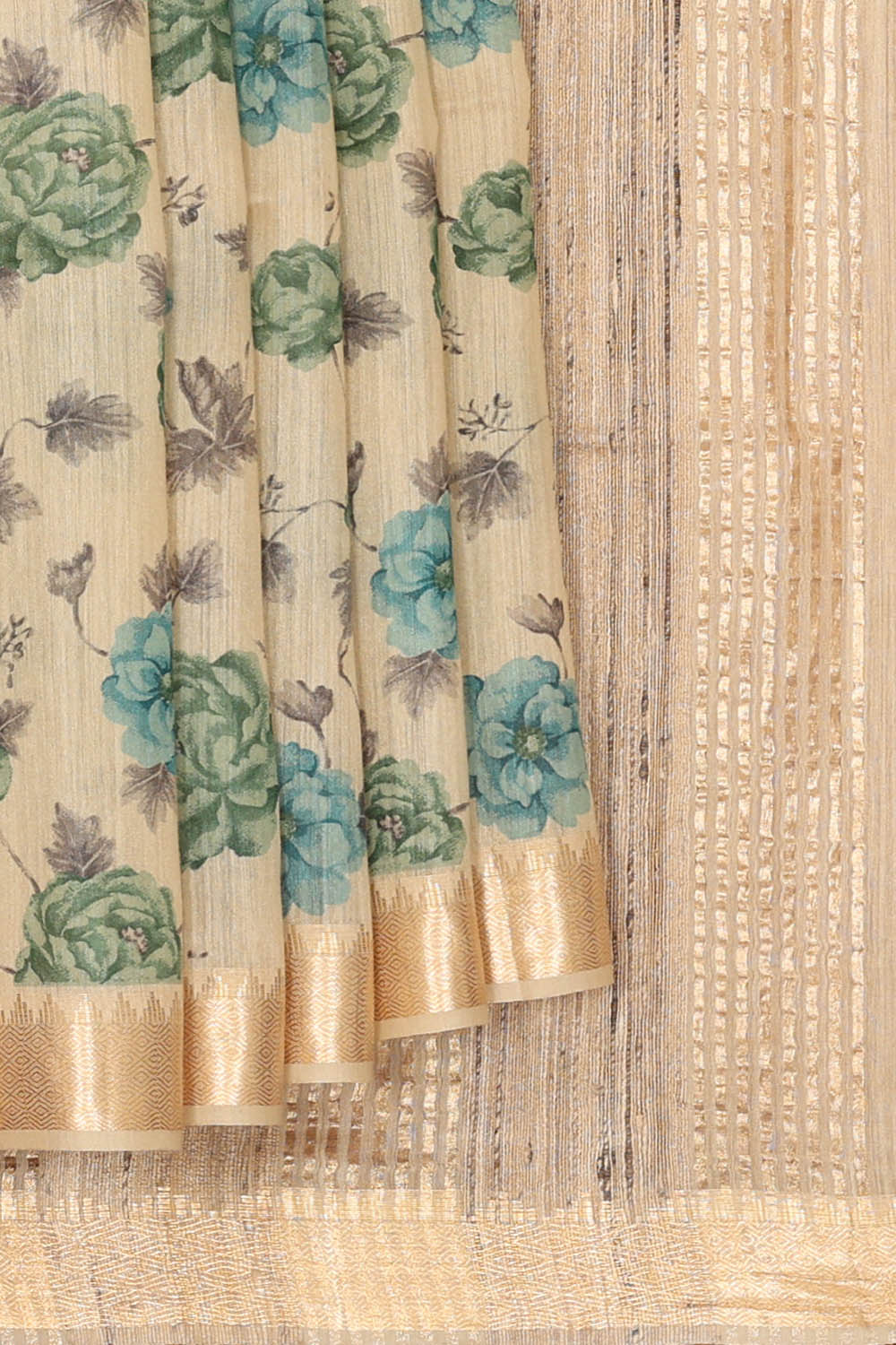 Image of Beige Desi Tussar Silk Saree