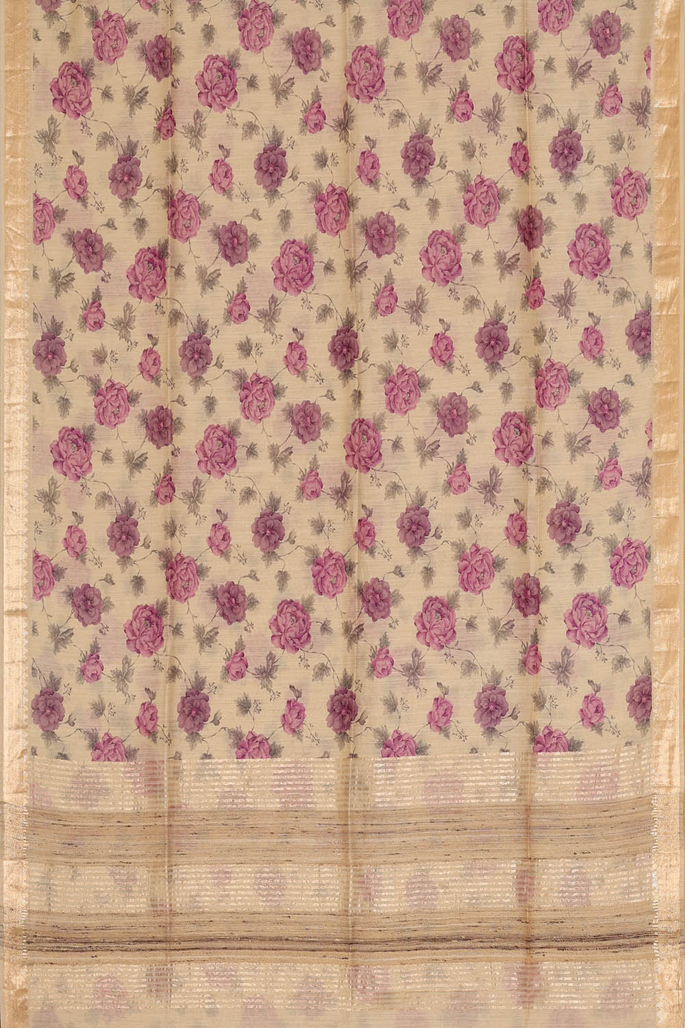 Image of Beige Desi Tussar Silk Saree