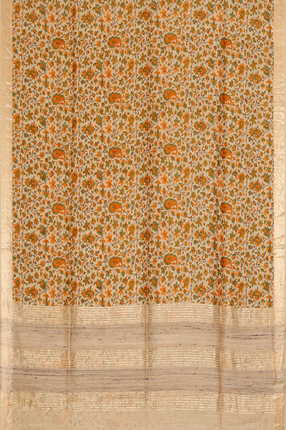 Image of Beige Desi Tussar Silk Saree